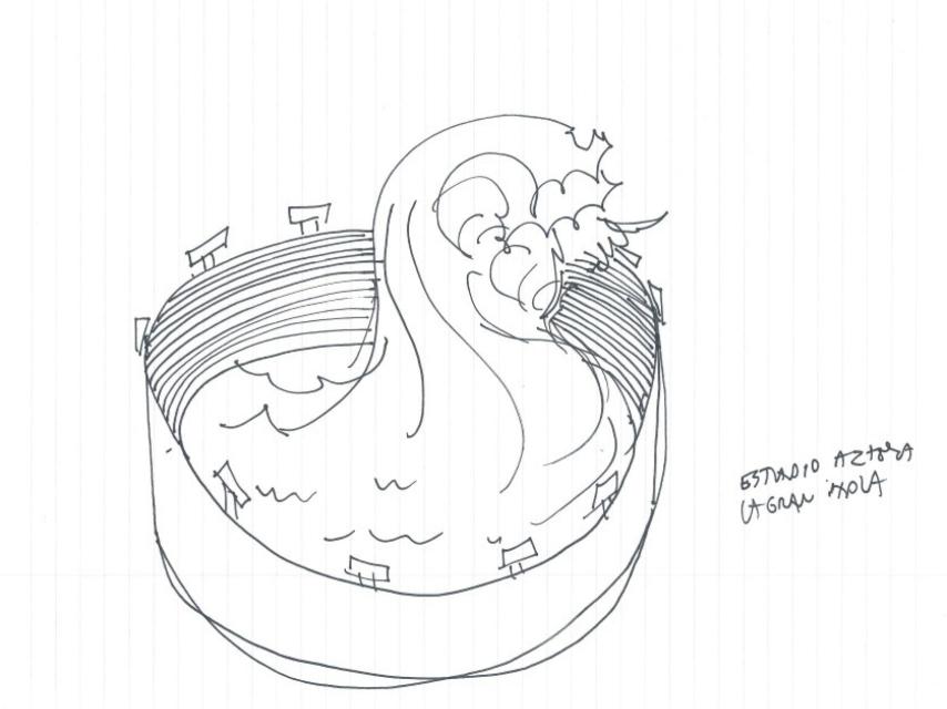 Estadio: la gran ola, uno de los dibujos de Wilfredo Prieto en ARCO 2016.