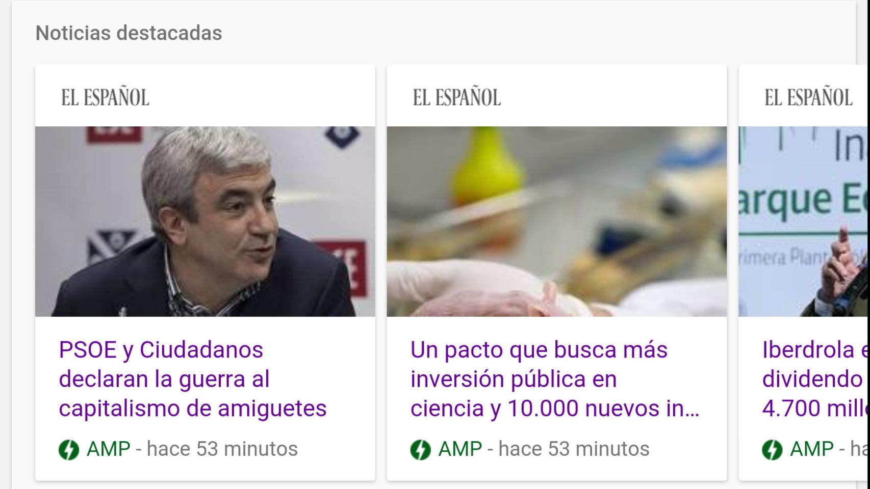 EL ESPAÑOL, en las nuevas páginas AMP.