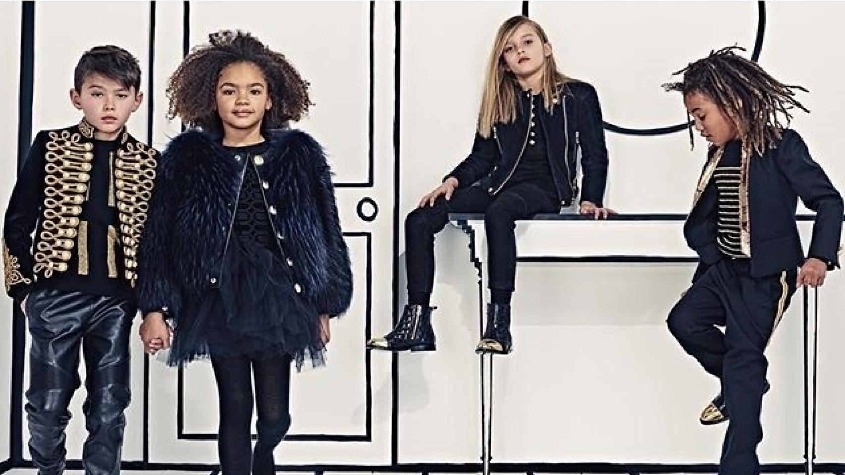 Campaña de Balmain Kids con pequeños imitadores de Joan Smalls o Jordan Barrett