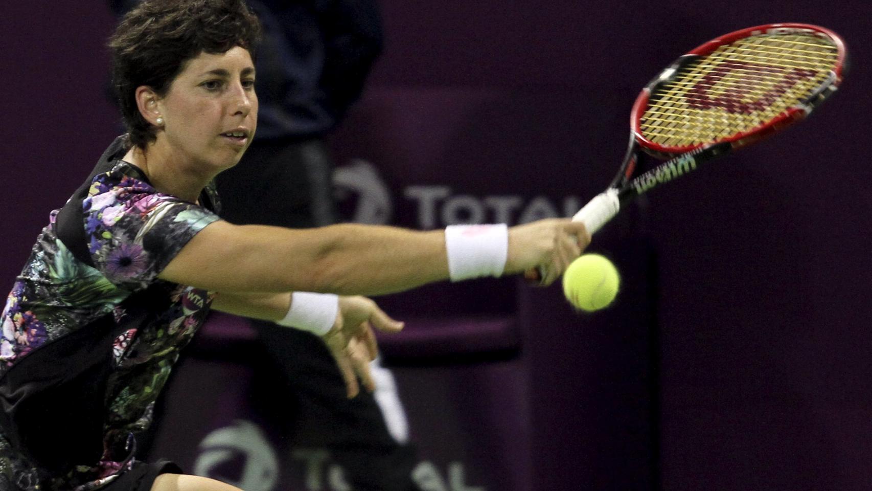 Carla Suárez durante la final del Open de Qatar.