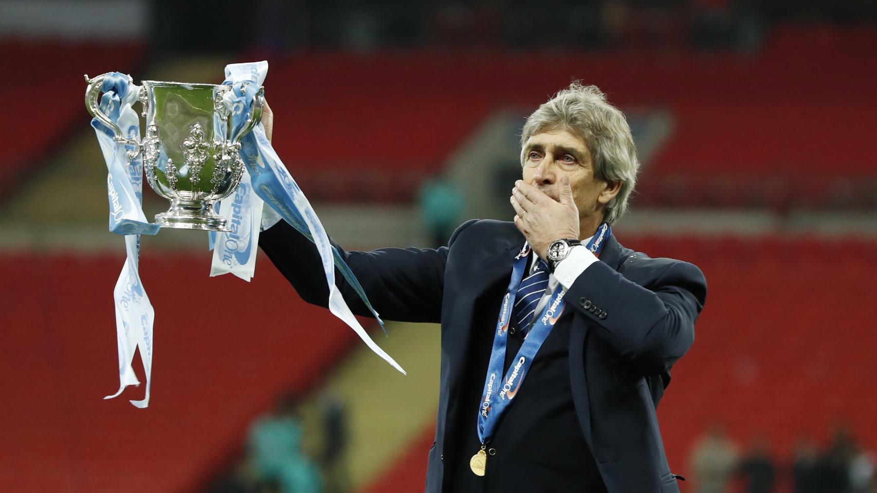 Pellegrini celebra la victoria en la Capital One Cup