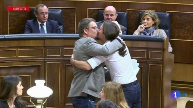 Pablo Iglesias y Xavier Domènech en el Congreso de los Diputados