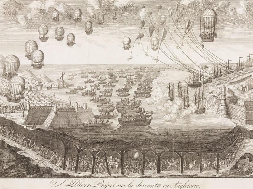 Esquema del plan napoleónico para invadir Inglaterra.