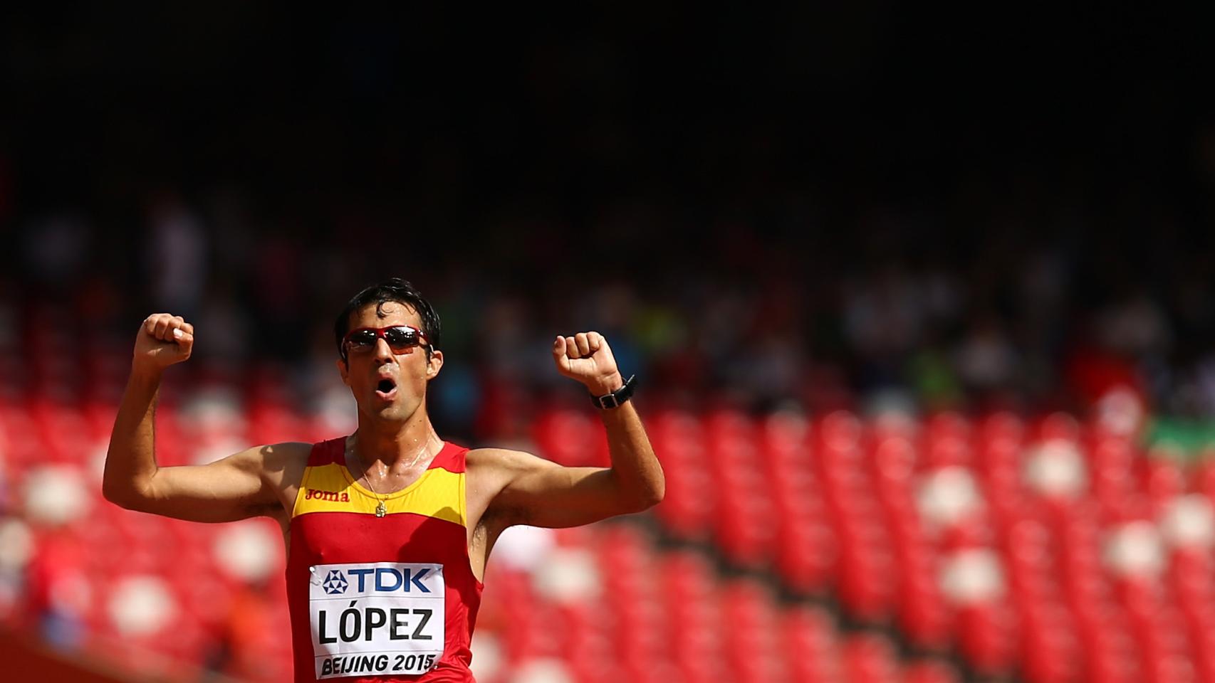 Miguel Ángel López, a la llegada.