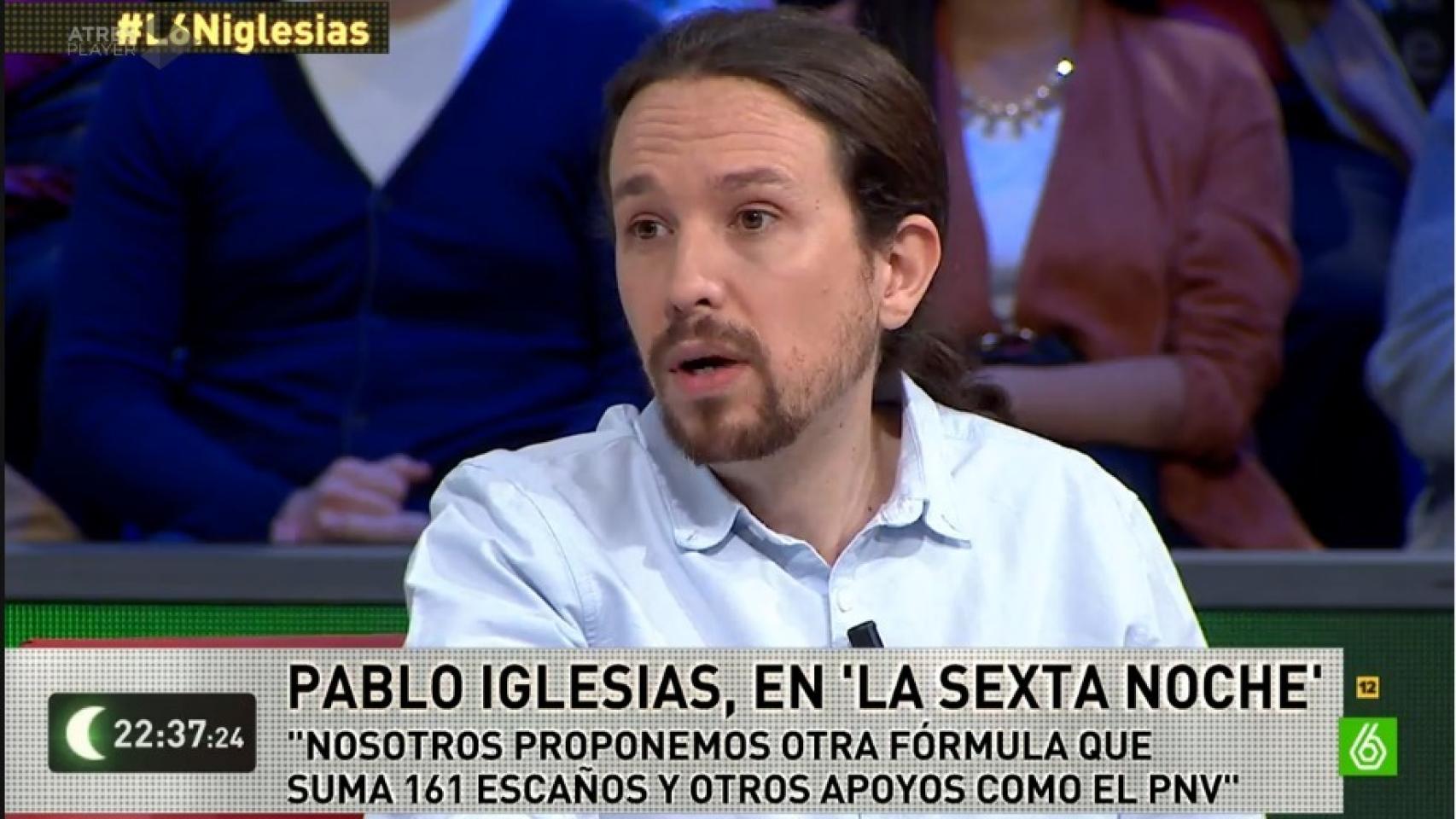 Iglesias, durante su intervención en 'La Sexta Noche'