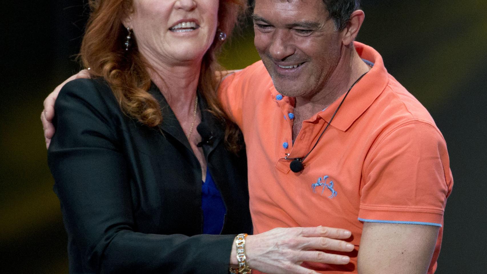 Sarah Ferguson y Antonio Banderas en la presentación de la Gala a los medios en México
