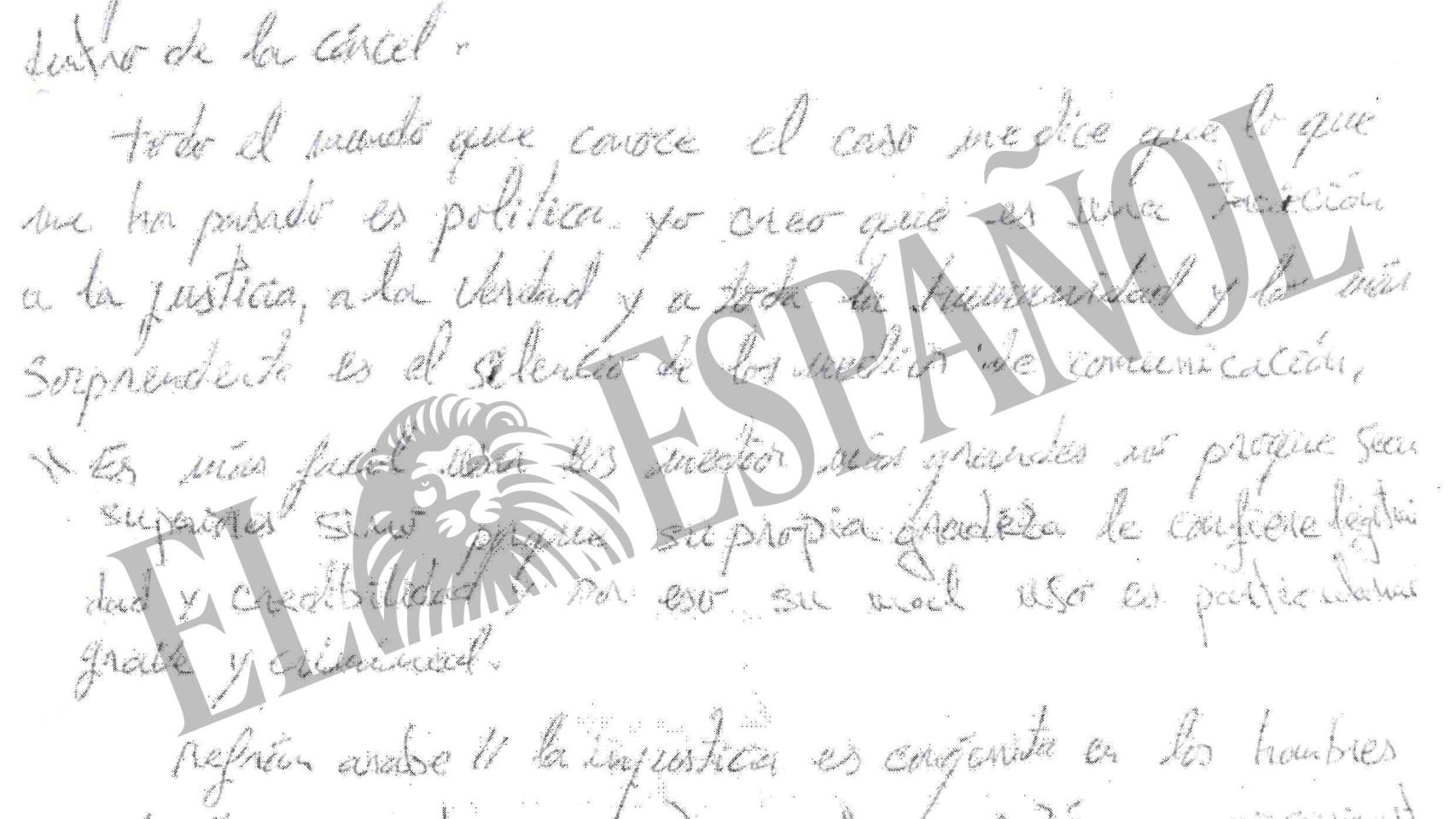 Fragmento de la carta de Zougam