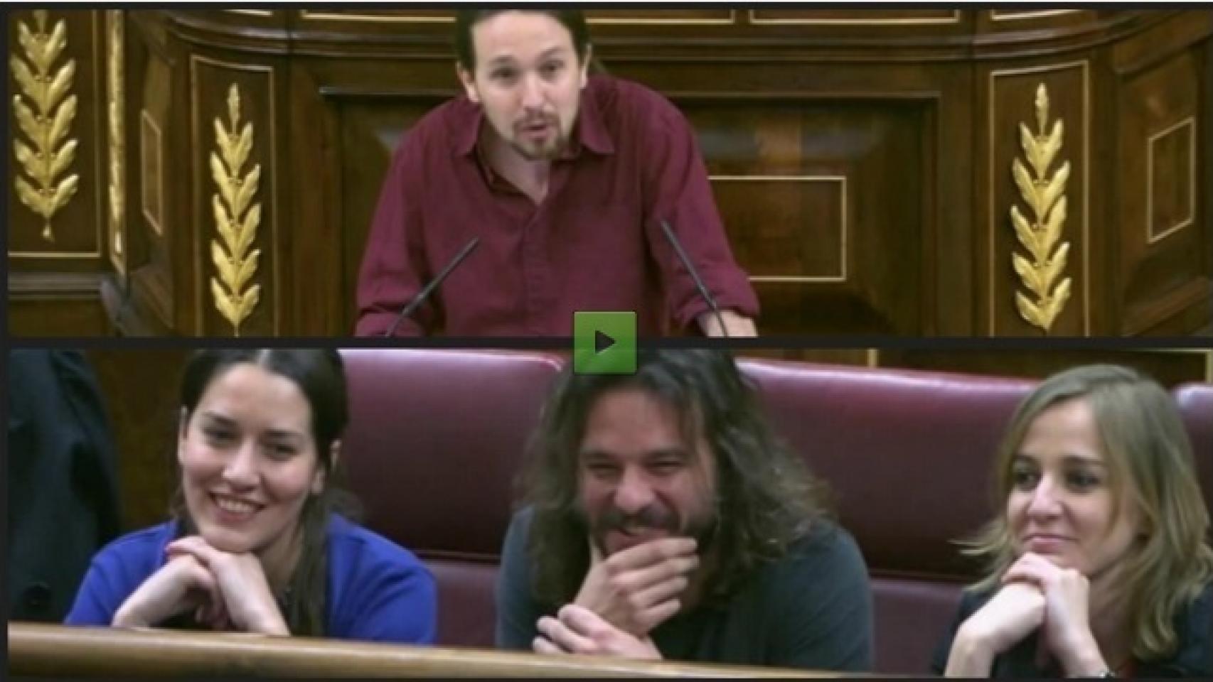 Sonrisas en la bancada de Podemos cuando Iglesias bromeó con el coqueteo