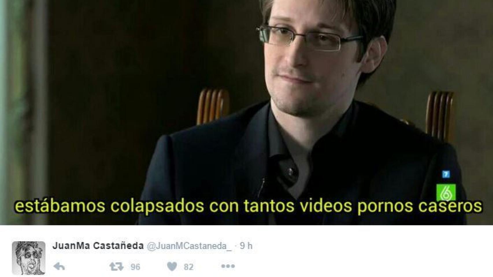 Uno de los montajes que bromean sobre la entrevista a Edward Snowden en 'El Objetivo'.