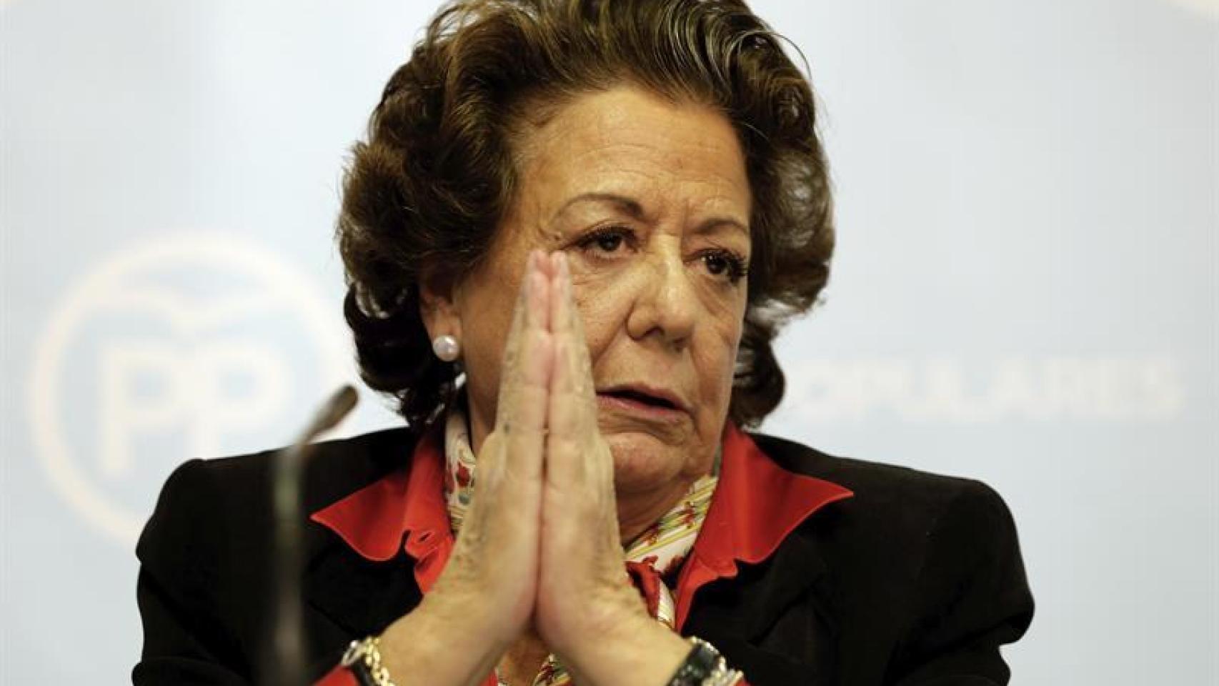 Rita Barberá durante la rueda de prensa en la sede del PP de Valencia