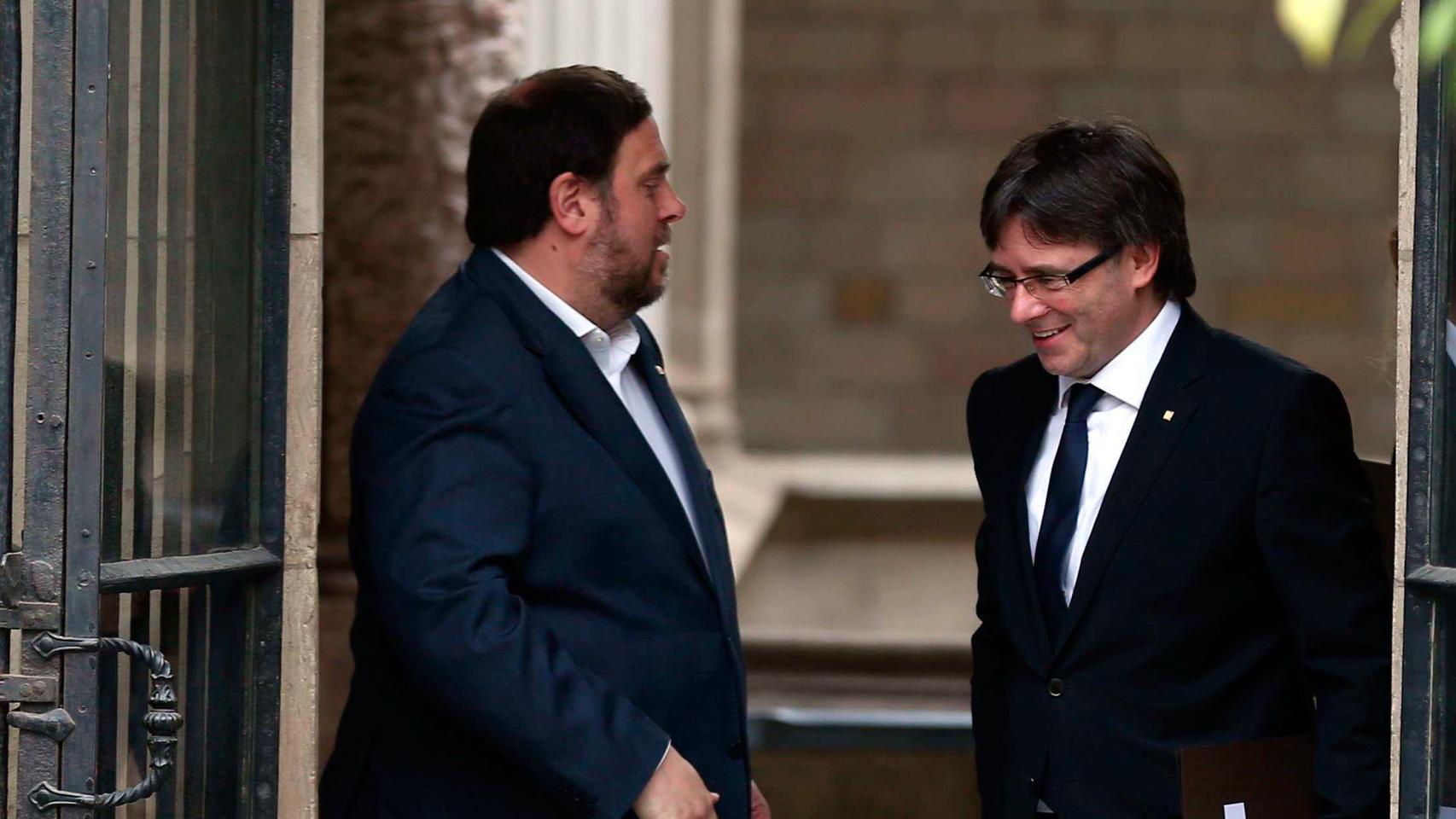 Puigdemont y Junqueras, en la Generalitat.