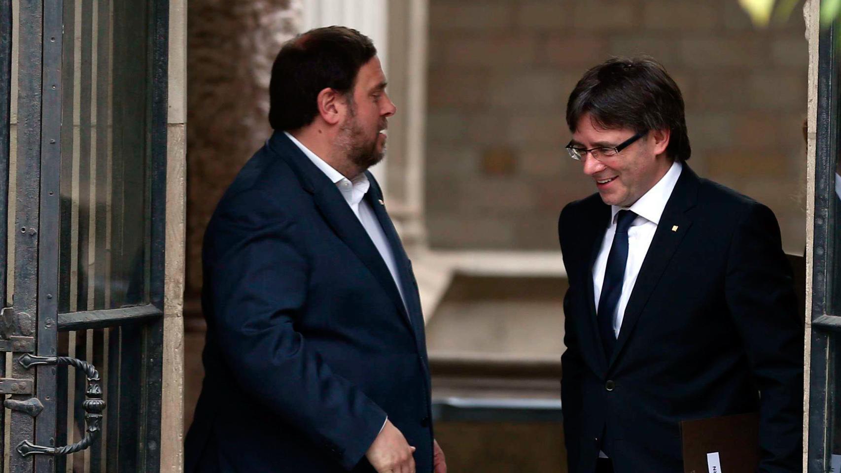Puigdemont y Junqueras, en la Generalitat.