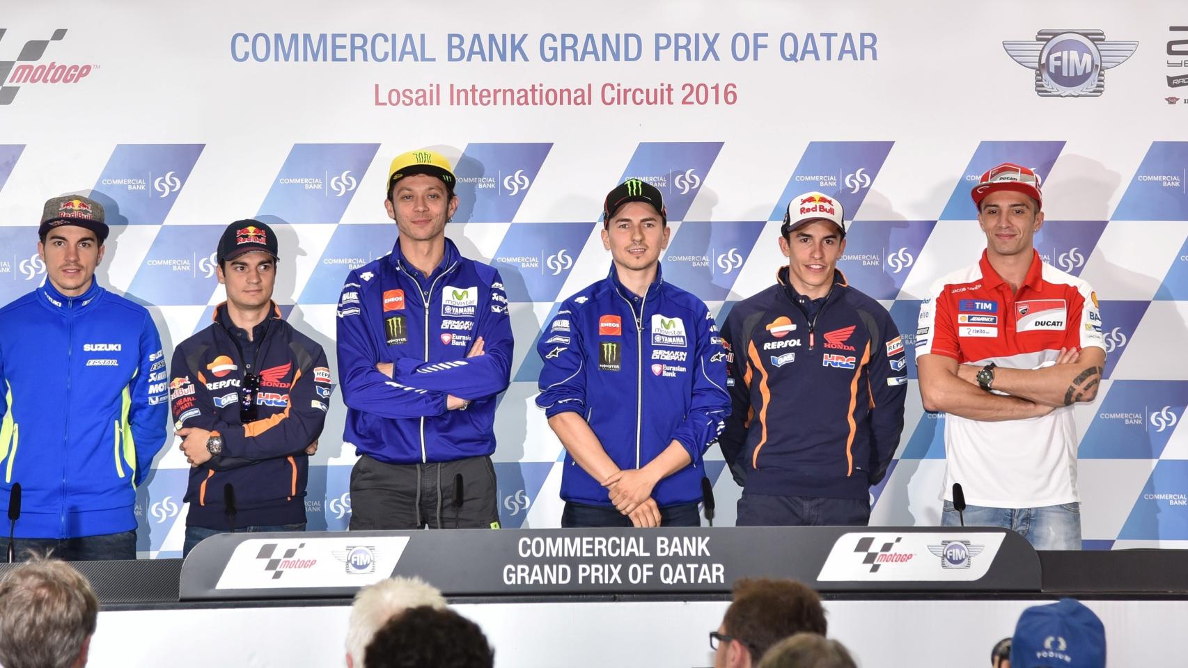 Viñales, Pedrosa, Rossi, Lorenzo, Márquez e Iannone