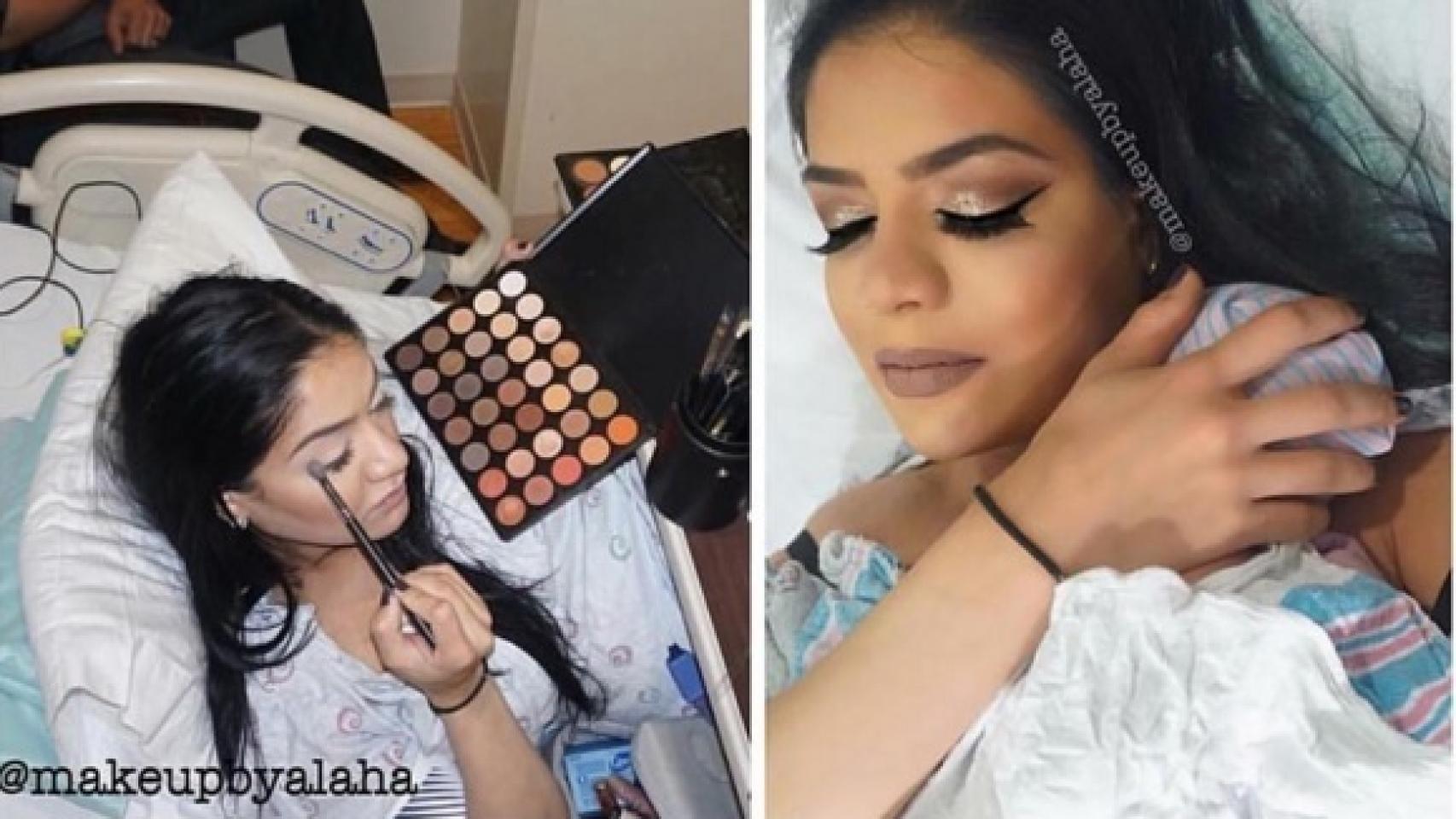 Embarazada que se maquilló antes de dar a la luz