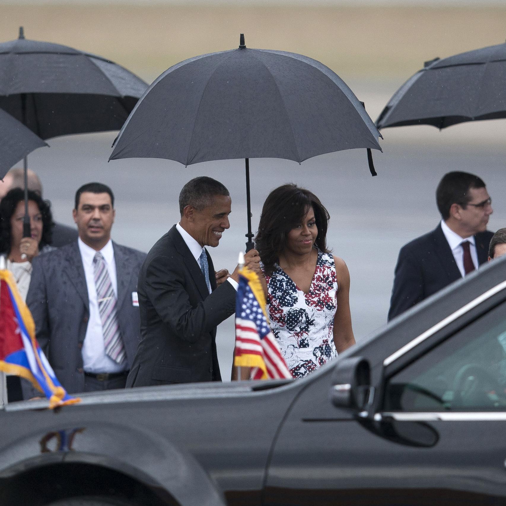 Barack y Michelle Obama a su llegada a La Habana
