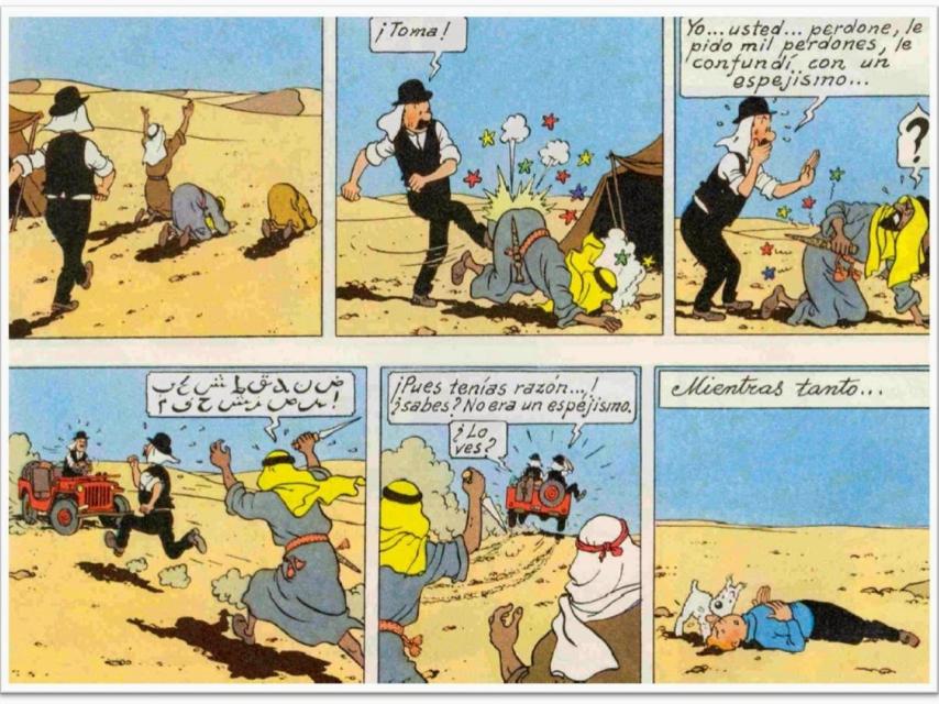 Viñetas pertenecientes a Tintín en el país del oro negro, en 1939.