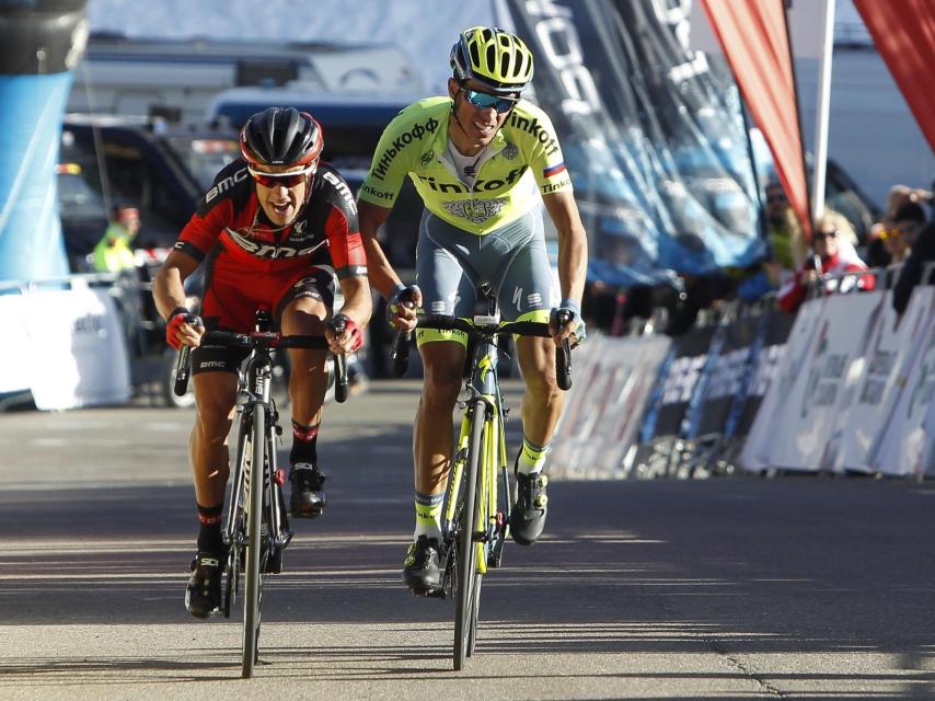 Alberto Contador y Richie Porte durante una etapa de la Volta 2016.
