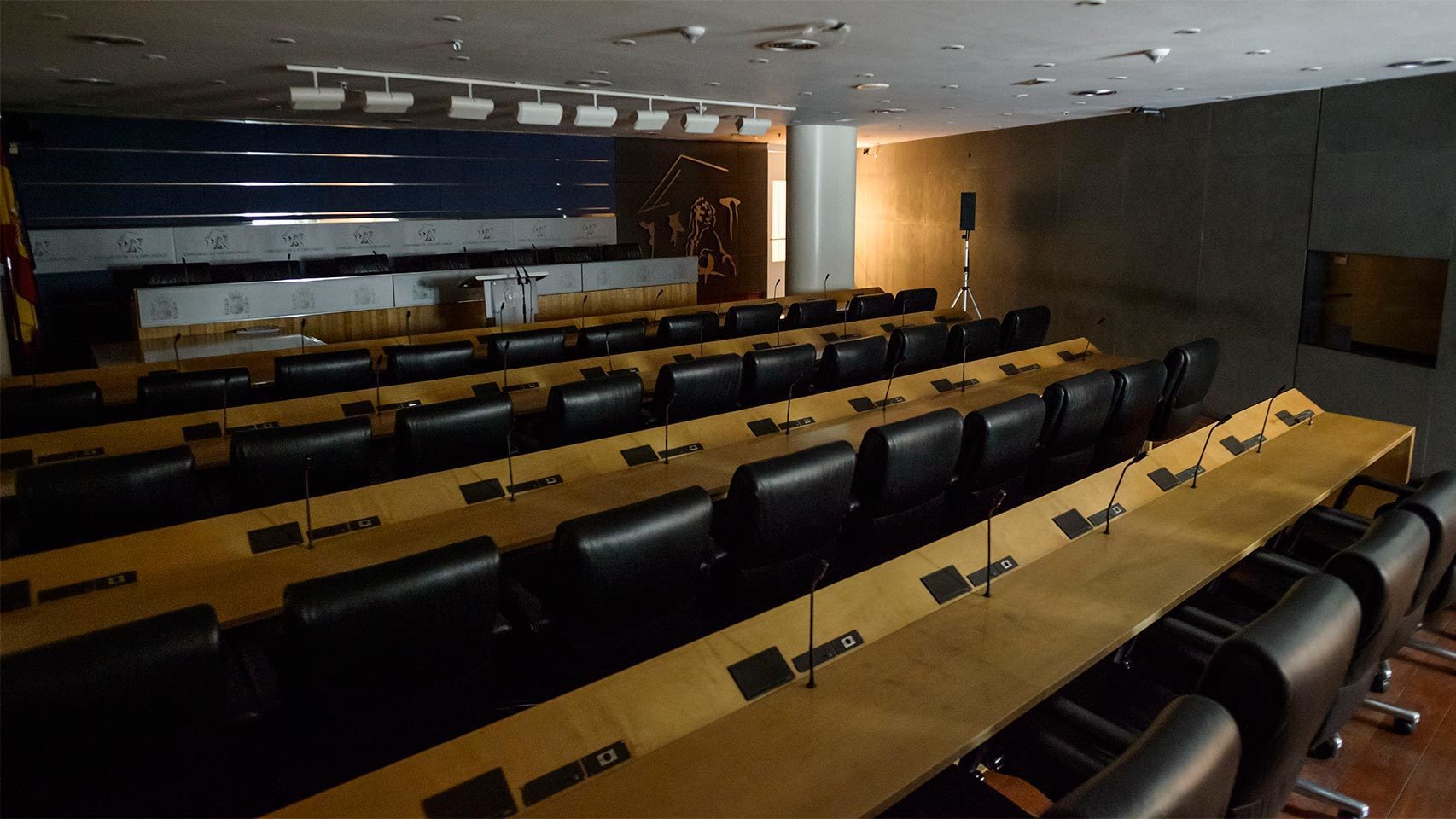 La sala de prensa, vacía.