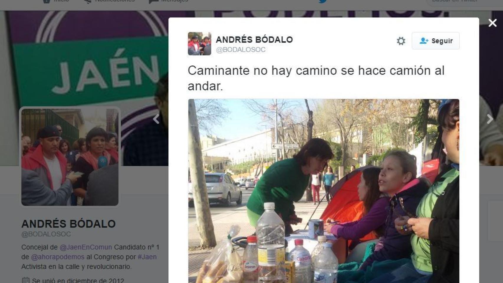 Captura de la cuenta de Twitter de Andres Bódalo.