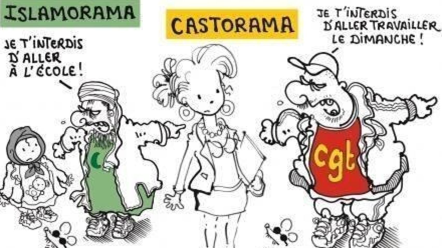 Viñeta en la que el humorista gráfico relaciona la CGT con el islamismo.