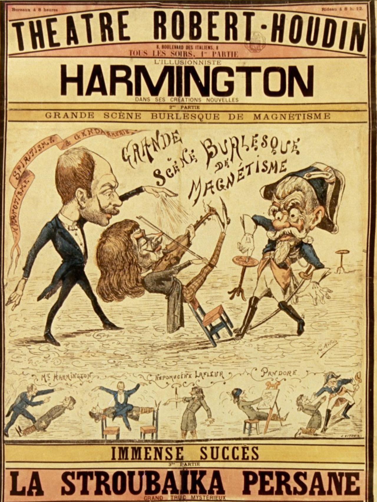 Cartel promocional de los espectáculos del Teatro Robert Houdin, dibujado por el propio Méliès (Bibliothèque Nationale de France).