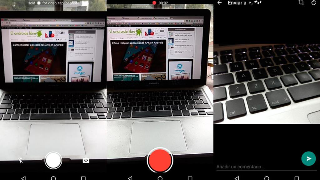 La nueva interfaz de cámara de WhatsApp, ya disponible en la última versión