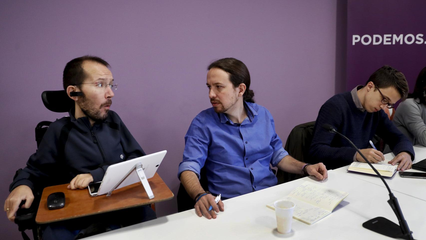 Pablo Echenique, Pablo Iglesias e Íñigo Errejón en el Consejo Ciudadano.