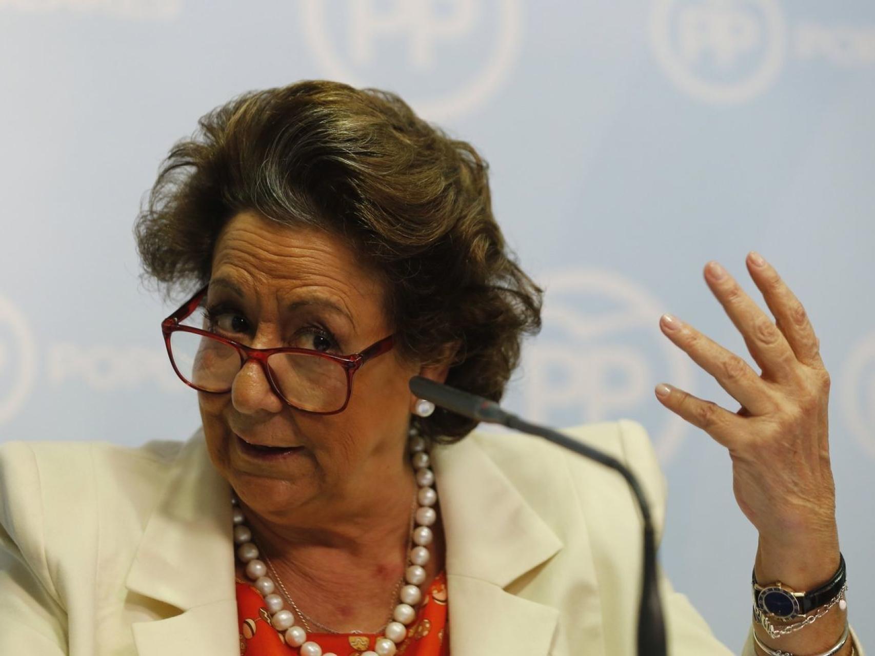 Rita Barberá durante la rueda de prensa en Valencia.