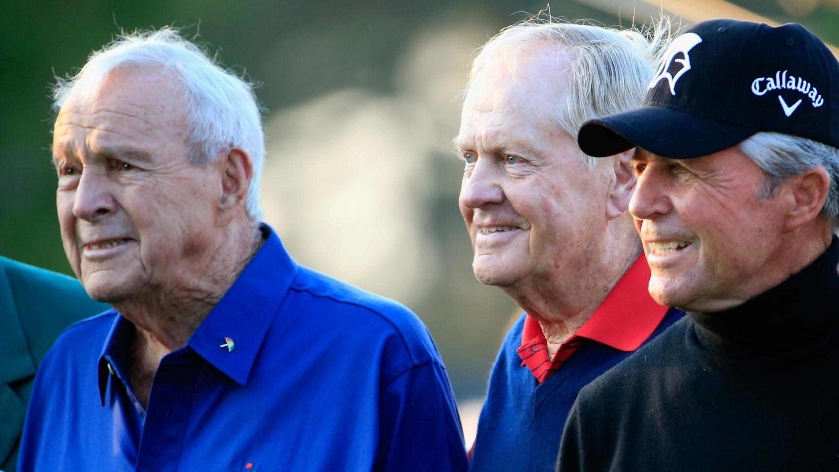 Arnold Palmer, Jack Nicklaus y Gary Player durante el Masters de Augusta.