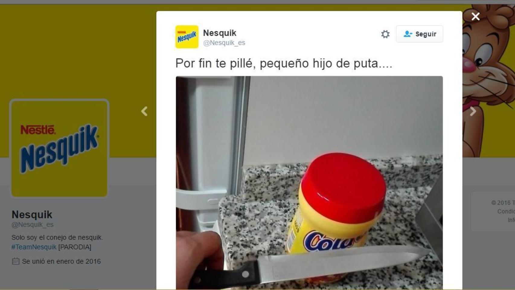 La cuenta falsa de Nesquik.
