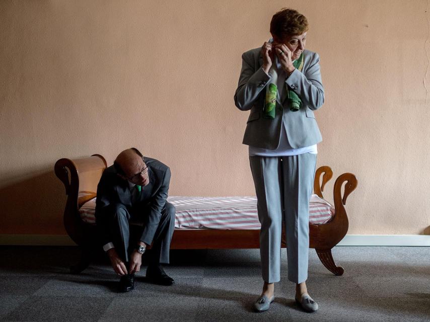 César y Mari Ángeles, miembros de la asociación Gorabide.