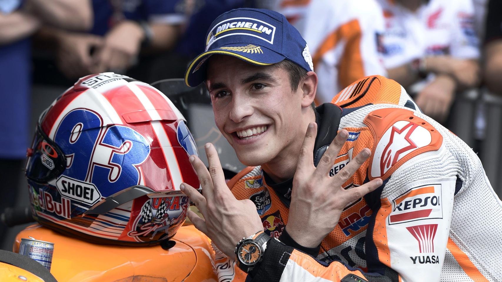 Marc Márquez celebra su cuarta victoria en Austin.