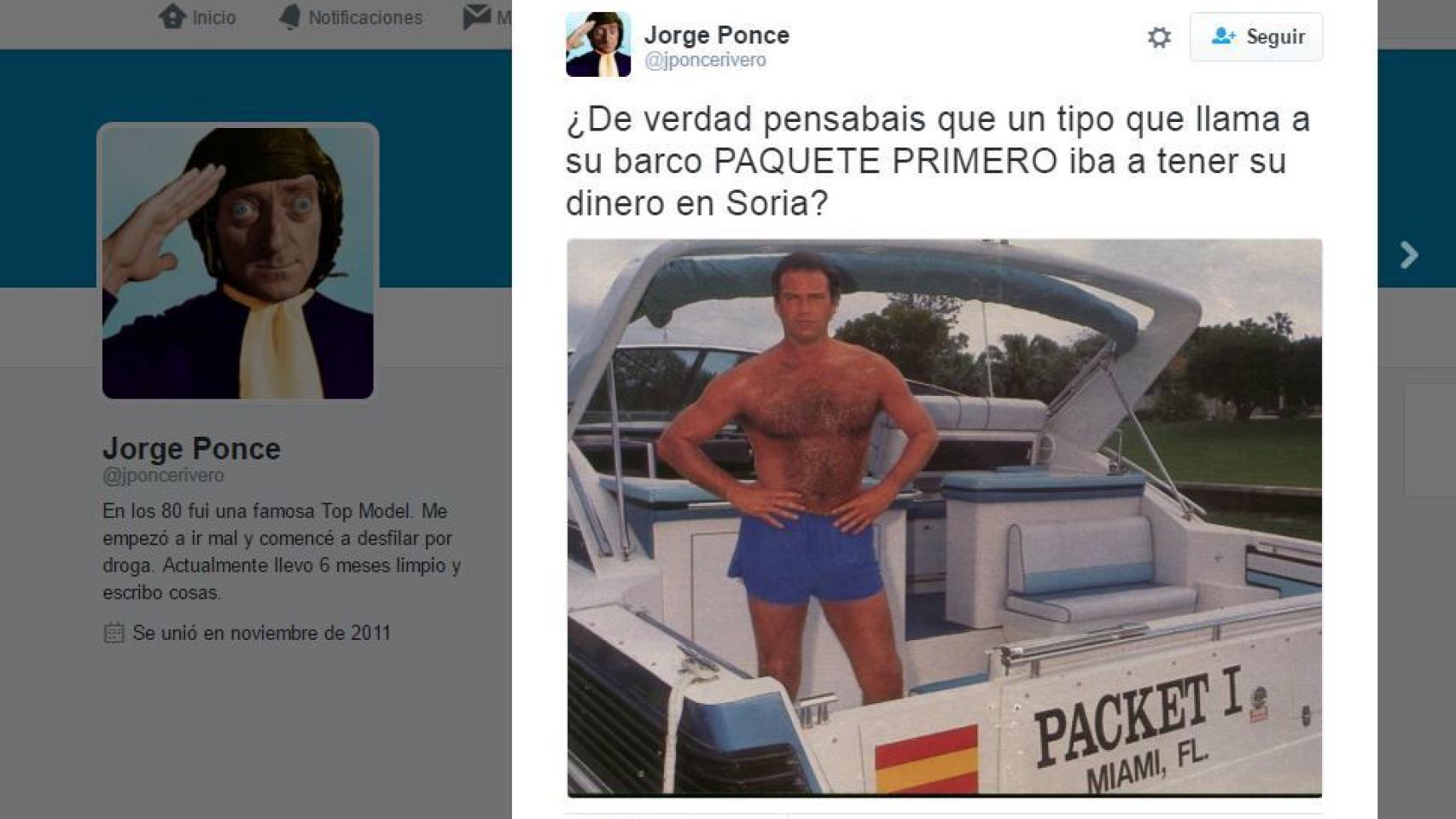 Una muestra del humor sobre Bertín Osborne en Twitter.