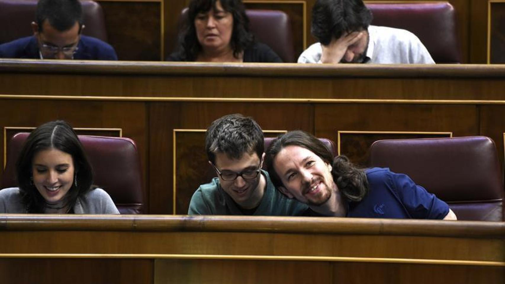 Pablo Iglesias e Íñigo Errejón en el Congreso de los Diputados