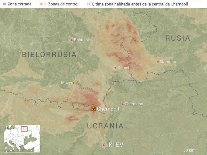 Zona afectada por la radiación.