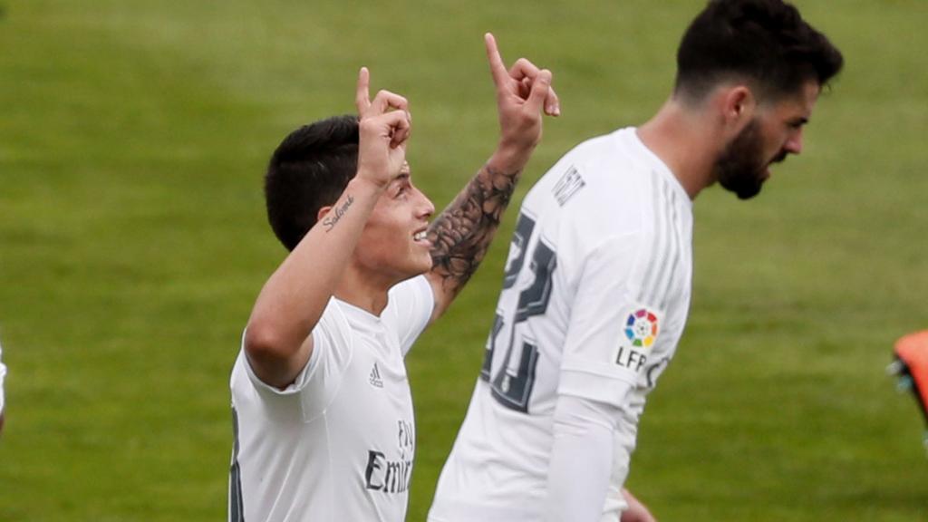 James celebra su gol ante el Getafe