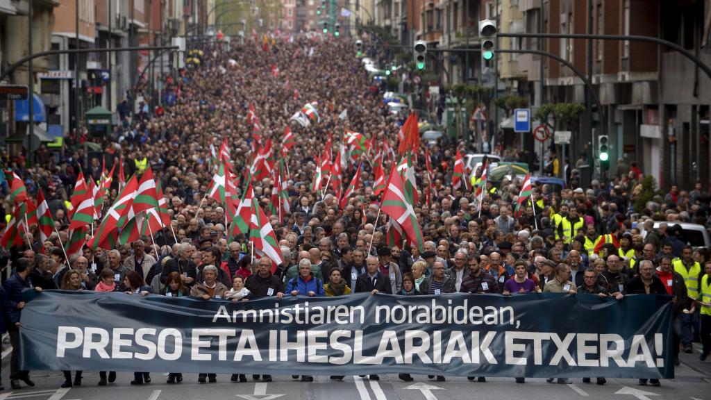 Manifestación celebrada en Bilbao, en abril de este año, a favor de los presos de ETA.