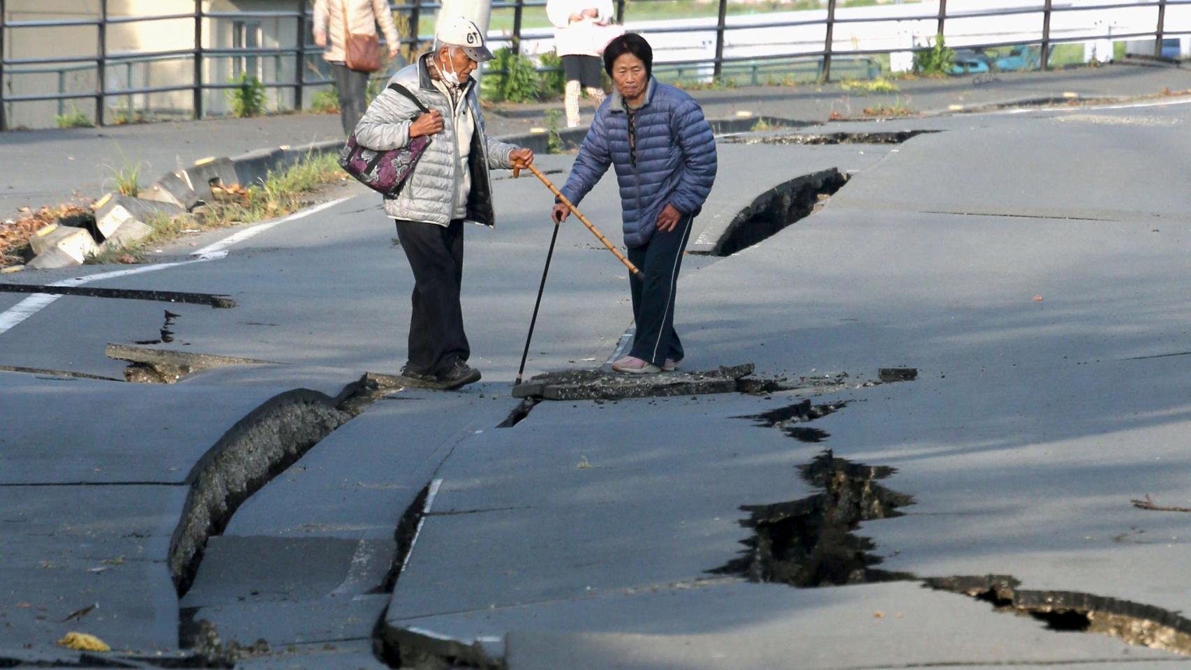 Desperfectos en la ciudad de Mashiki, en la prefectura japonesa de Kumamoto.