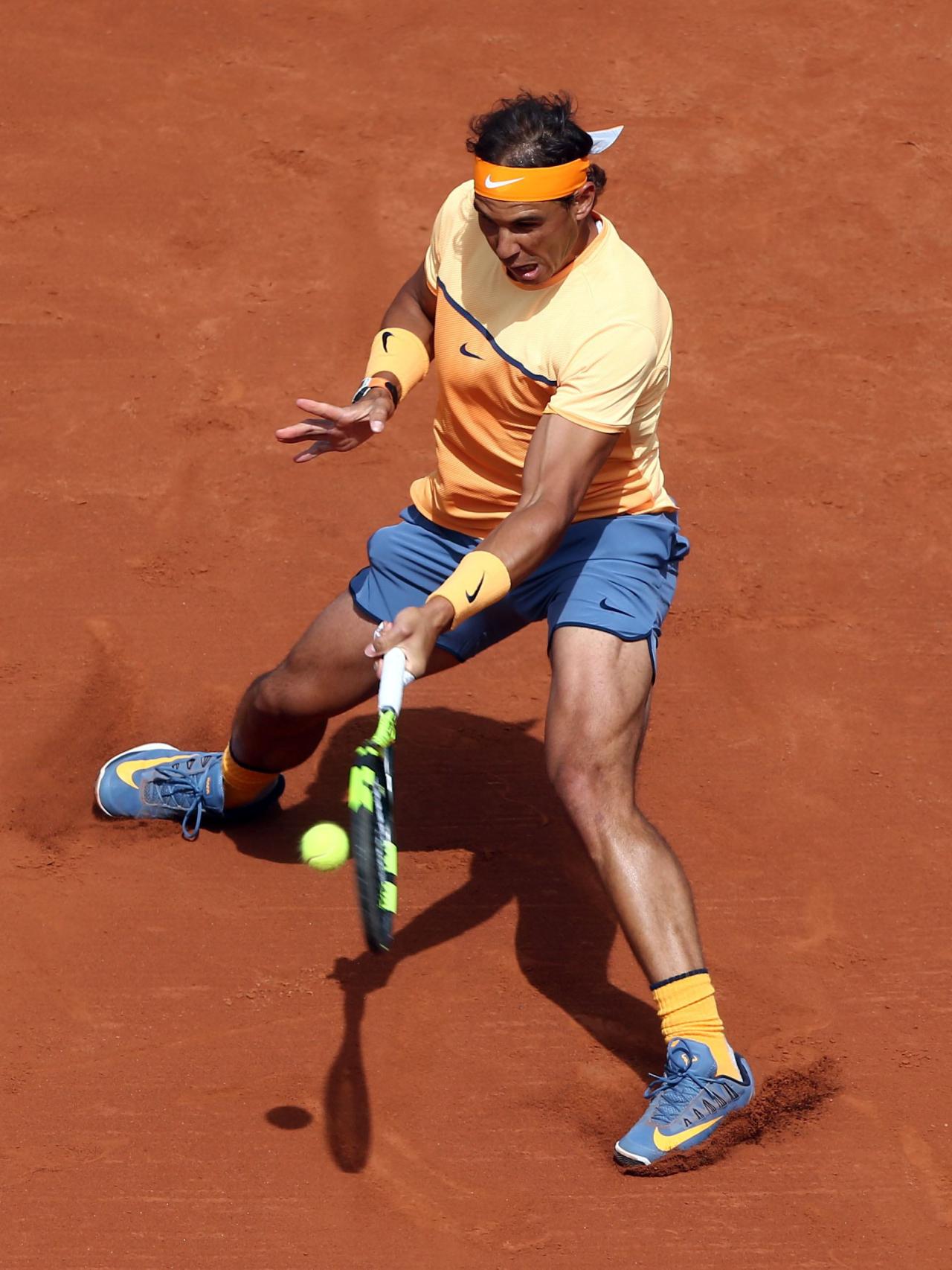 Nadal, durante su encuentro con Fognini.