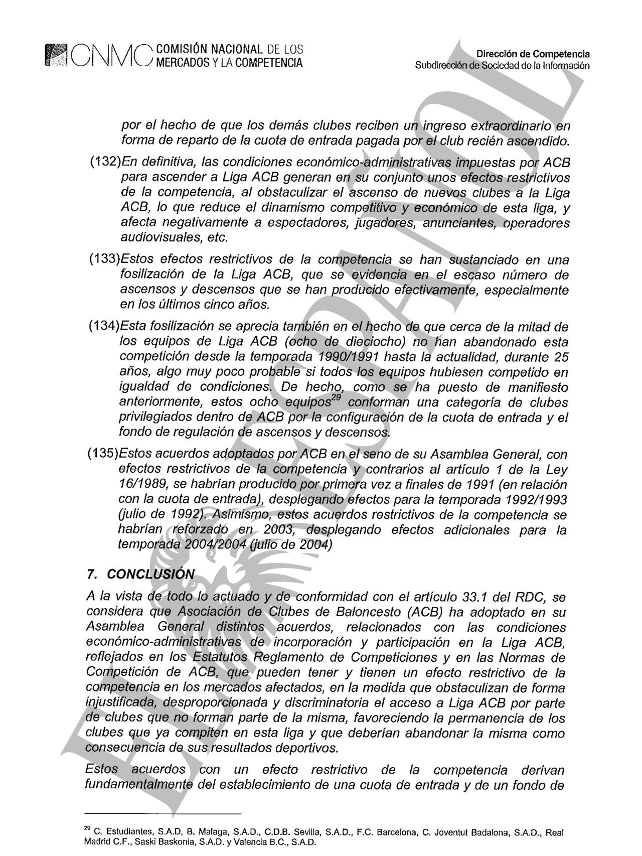 Extracto del dictamen de Competencia.