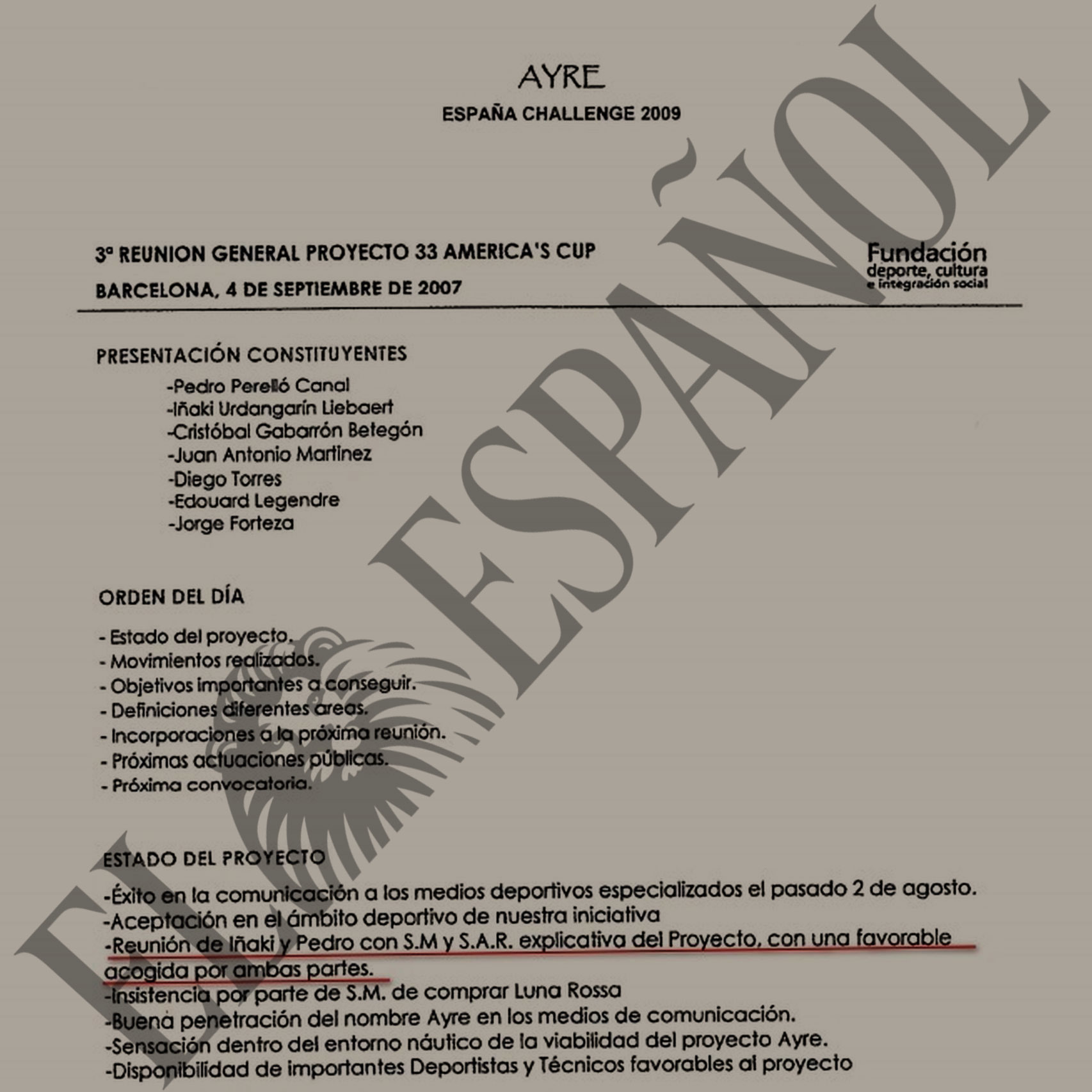 Acta de una de las reuniones del Proyecto Ayre.