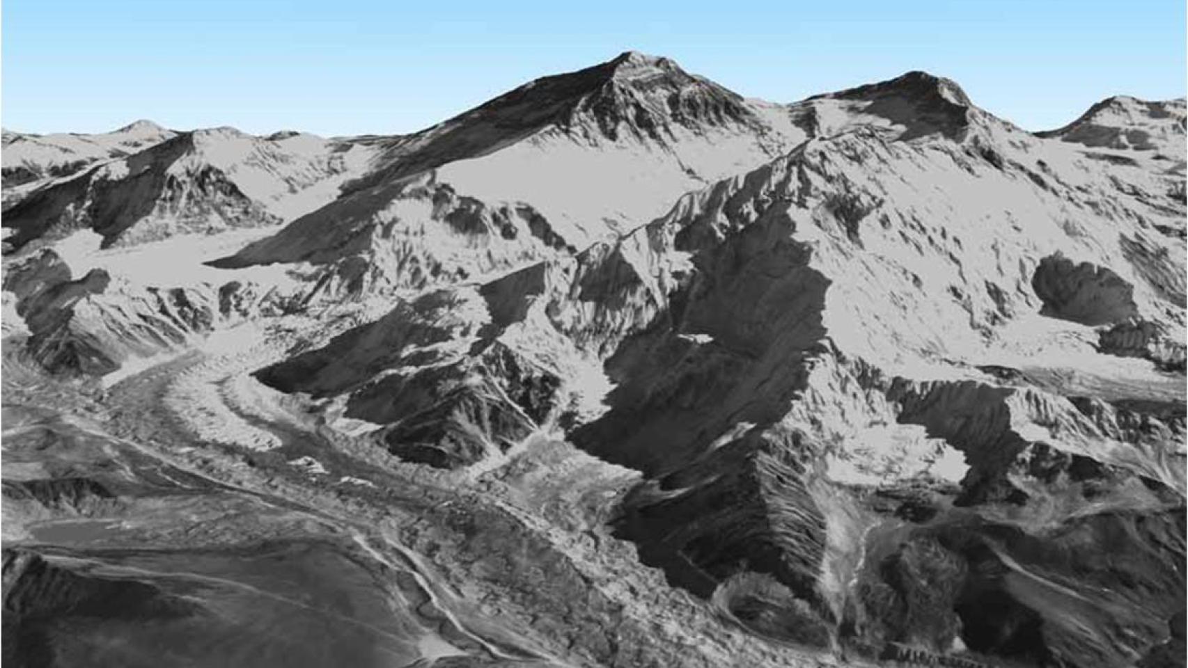 El Everest como se ve en el nuevo mapa 3D.