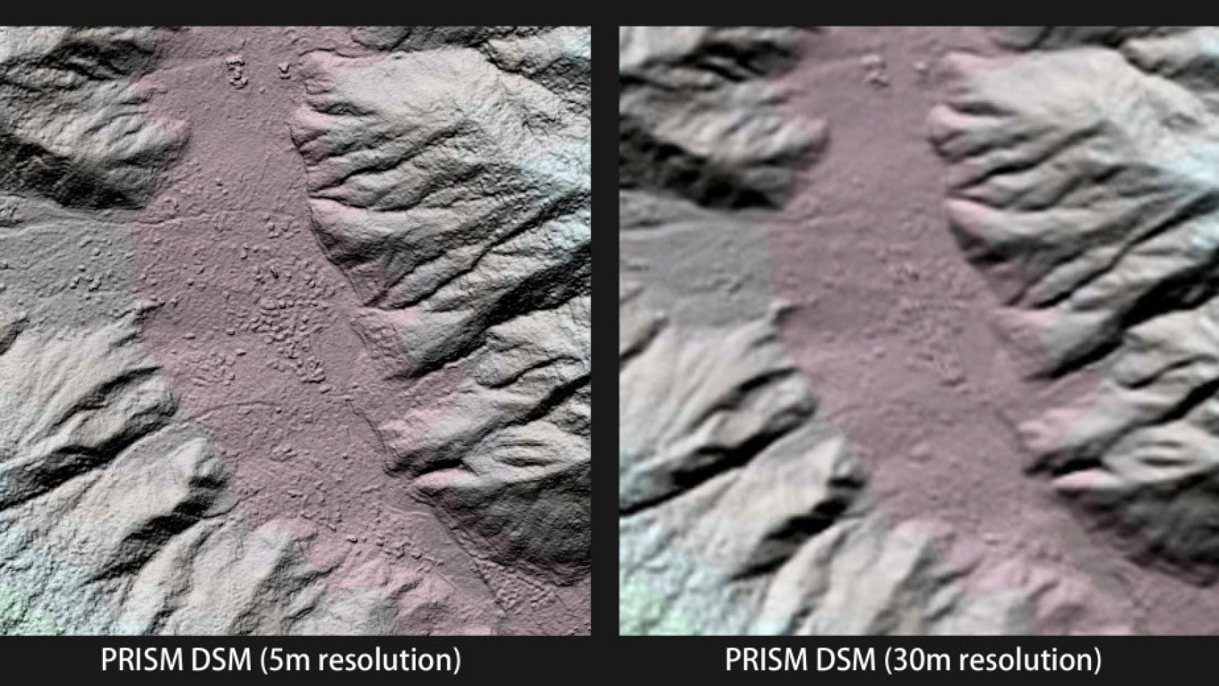 Diferencia de resolución entre el nuevo mapa (5 metros) y otro, de 30 metros.