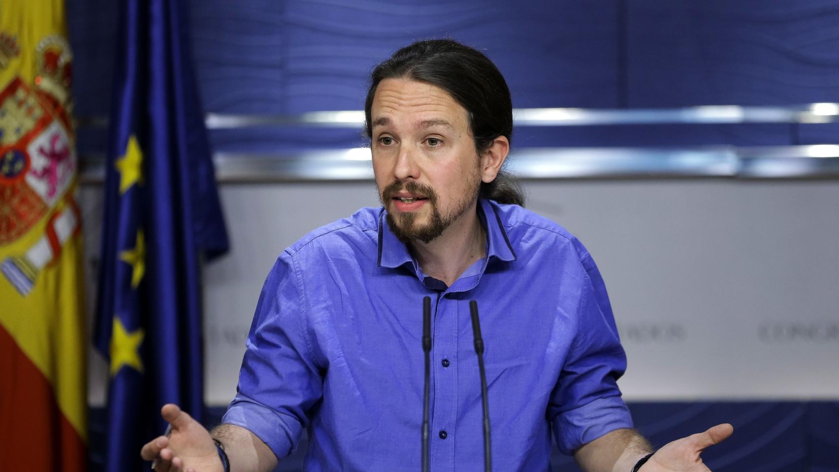 Pablo Iglesias durante la rueda de prensa