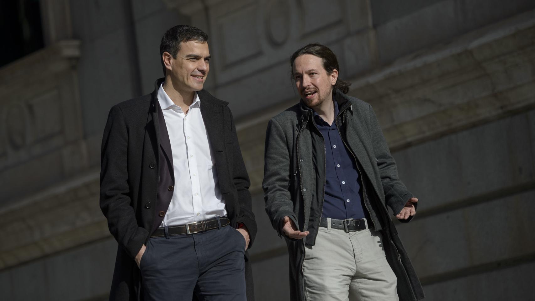 Pedro Sánchez y Pablo Iglesias en una de sus reuniones.