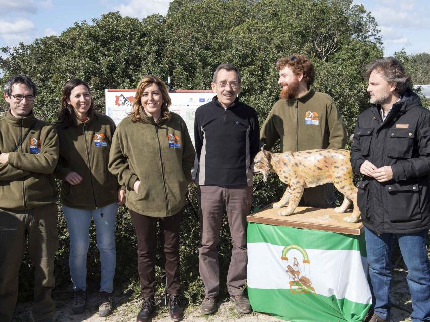 Susana Díaz, en una de las reinserciones de linces ibéricos en Doñana.