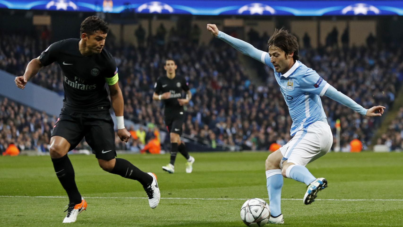 David Silva en los cuartos de final de la Champions League.