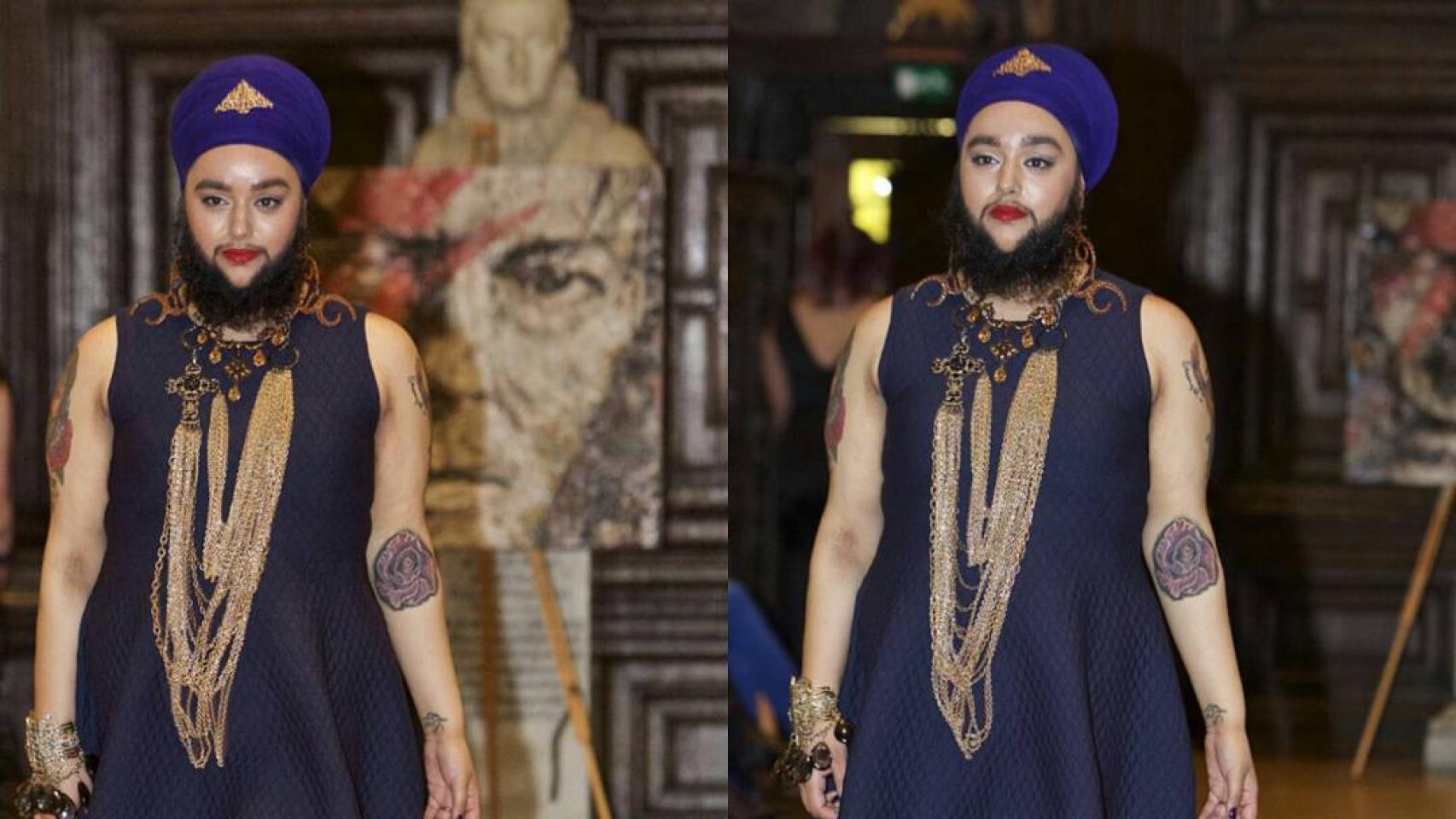 Harnaam Kaur en la pasarela de un desfile de joyas