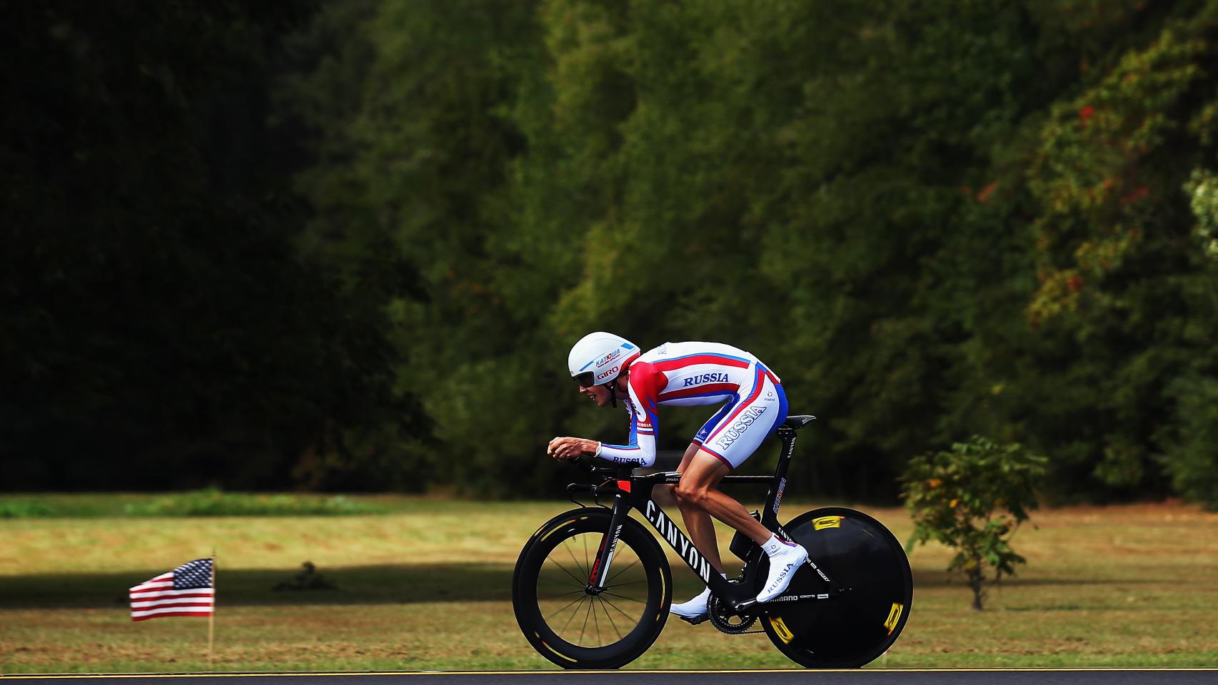 Zakarin durante la contrarreloj del Mundial de Richmond.