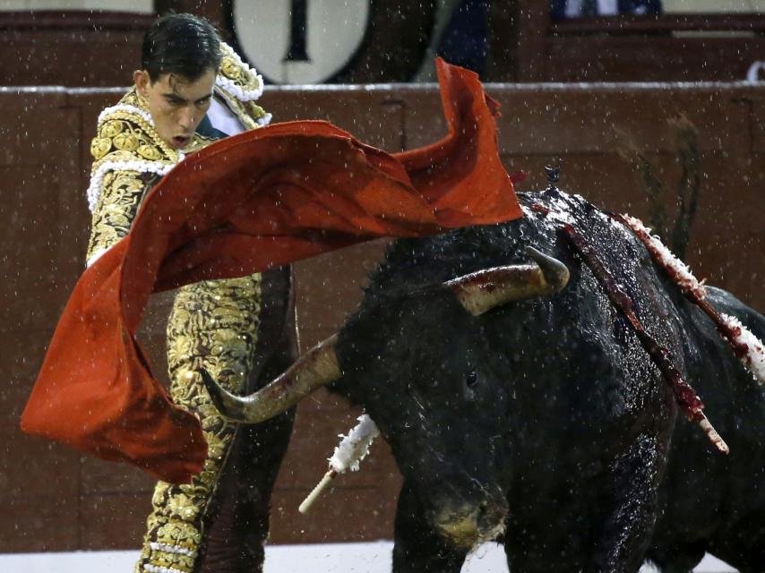 Jiménez Fortes da un pase de muleta durante el primer festejo de San Isidro